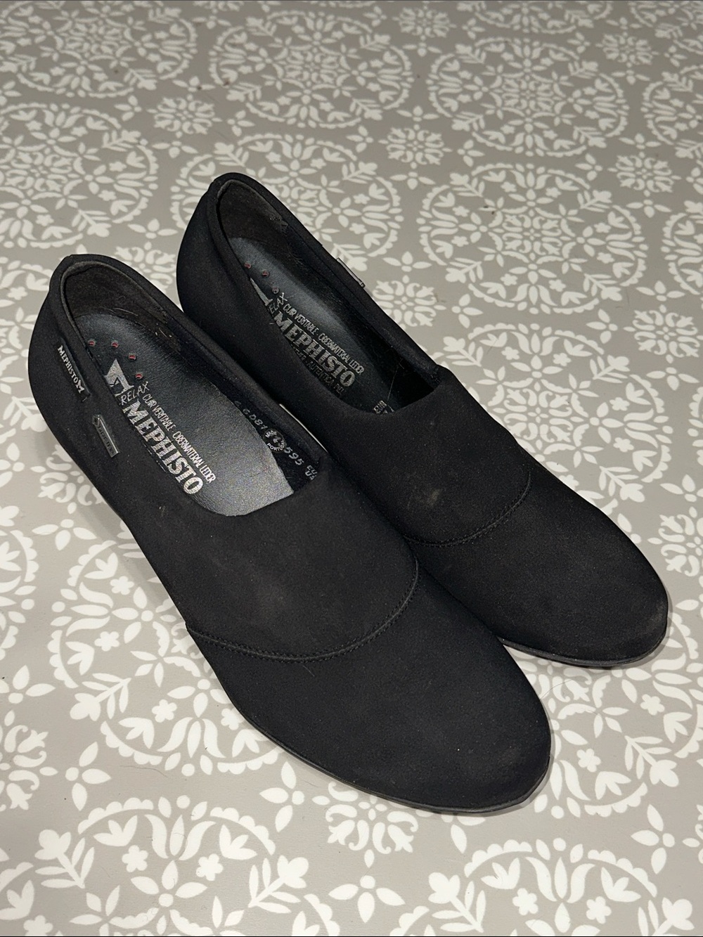 Mephisto Black Slip-On Heeled Loafers